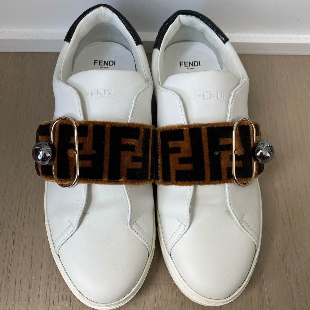 Fendi fur print slide on sneakers